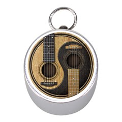 Old And Worn Acoustic Guitars Yin Yang Mini Silver Compasses by JeffBartels