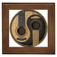 Old And Worn Acoustic Guitars Yin Yang Framed Tiles by JeffBartels