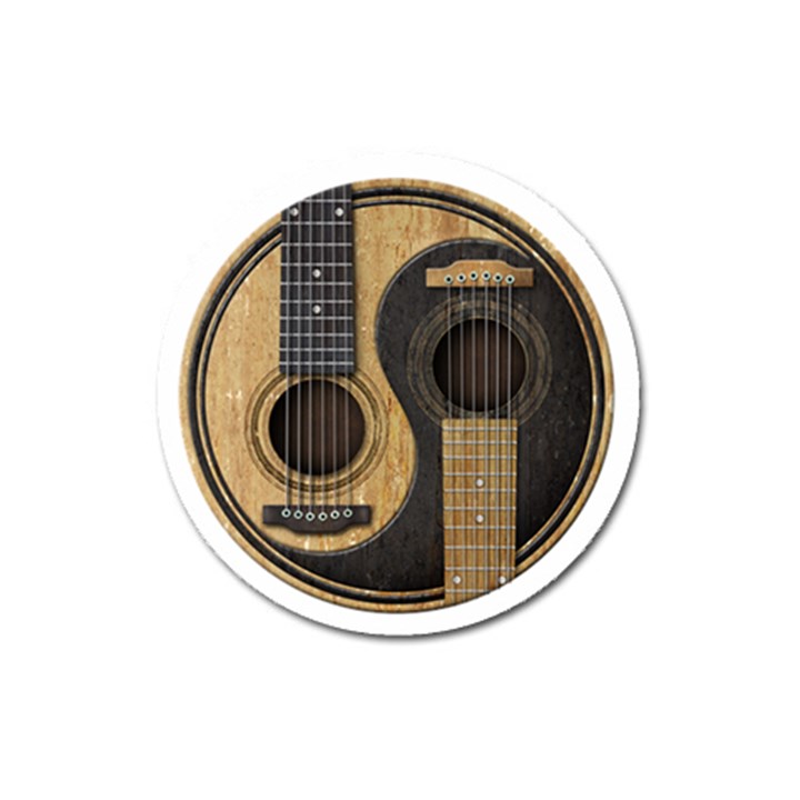 Old And Worn Acoustic Guitars Yin Yang Magnet 3  (Round)