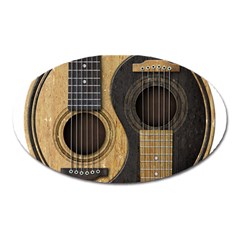 Old And Worn Acoustic Guitars Yin Yang Oval Magnet by JeffBartels