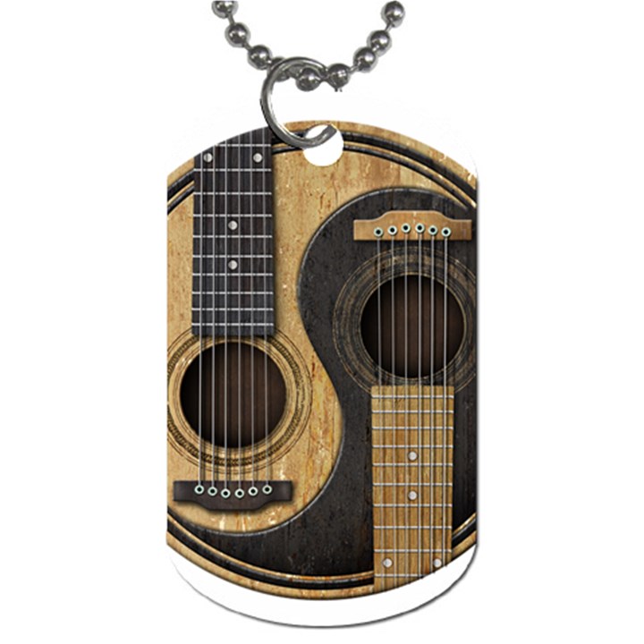 Old And Worn Acoustic Guitars Yin Yang Dog Tag (Two Sides)