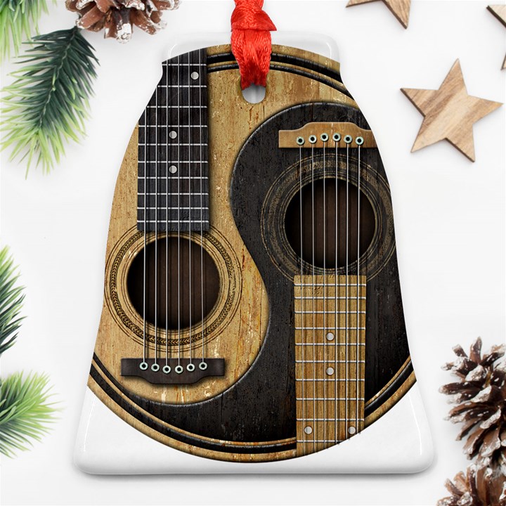 Old And Worn Acoustic Guitars Yin Yang Ornament (Bell)