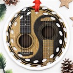 Old And Worn Acoustic Guitars Yin Yang Round Filigree Ornament (Two Sides) Front