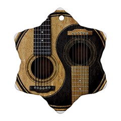 Old And Worn Acoustic Guitars Yin Yang Snowflake Ornament (two Sides)