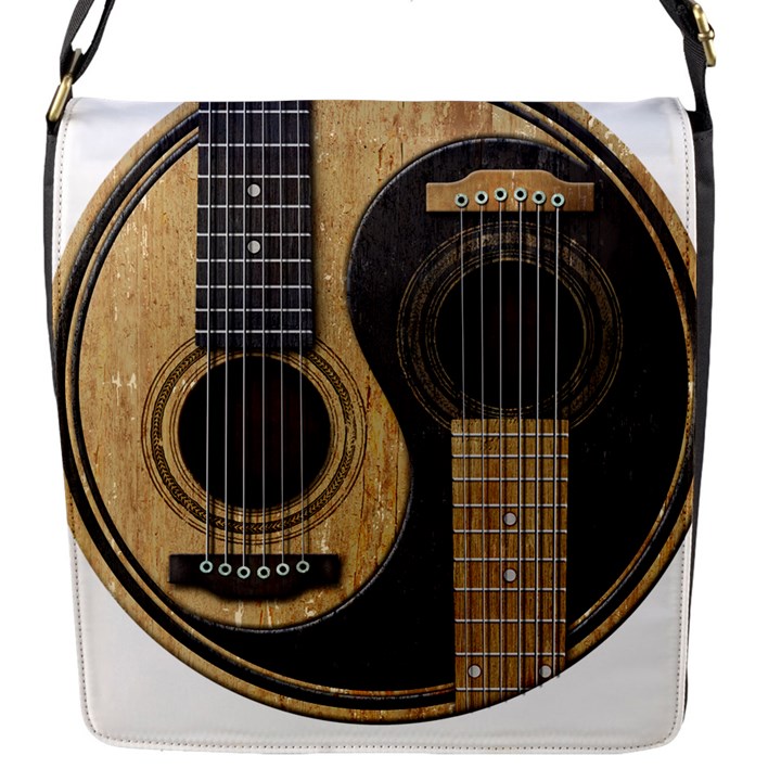 Old And Worn Acoustic Guitars Yin Yang Flap Messenger Bag (S)