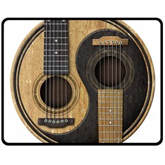 Old And Worn Acoustic Guitars Yin Yang Double Sided Fleece Blanket (medium)  by JeffBartels