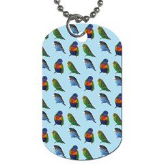 Blue Birds Parrot Pattern Dog Tag (one Side) by paulaoliveiradesign