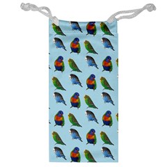 Blue Birds Parrot Pattern Jewelry Bag by paulaoliveiradesign