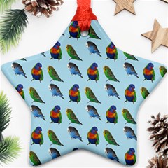 Blue Birds Parrot Pattern Star Ornament (two Sides) by paulaoliveiradesign