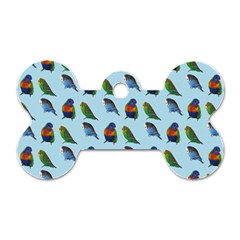 Blue Birds Parrot Pattern Dog Tag Bone (one Side) by paulaoliveiradesign