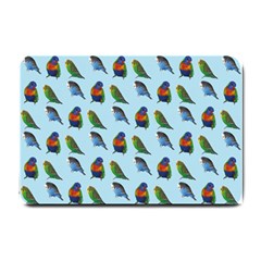 Blue Birds Parrot Pattern Small Doormat  by paulaoliveiradesign