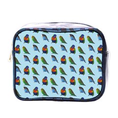 Blue Birds Parrot Pattern Mini Toiletries Bags by paulaoliveiradesign