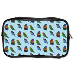 Blue Birds Parrot Pattern Toiletries Bags by paulaoliveiradesign