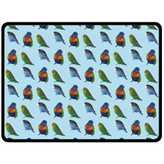 Blue Birds Parrot Pattern Fleece Blanket (large)  by paulaoliveiradesign