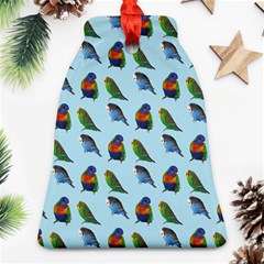 Blue Birds Parrot Pattern Bell Ornament (two Sides) by paulaoliveiradesign