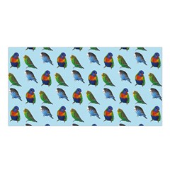 Blue Birds Parrot Pattern Satin Shawl by paulaoliveiradesign