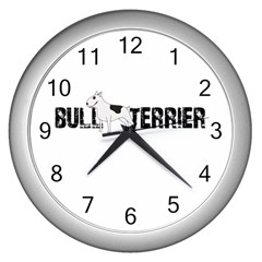 Bull Terrier  Wall Clocks (silver)  by Valentinaart