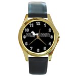 Bull terrier  Round Gold Metal Watch Front