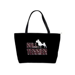 Bull Terrier  Shoulder Handbags by Valentinaart