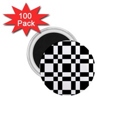 Checkerboard Black And White 1.75  Magnets (100 pack) 