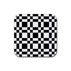 Checkerboard Black And White Rubber Coaster (Square) 