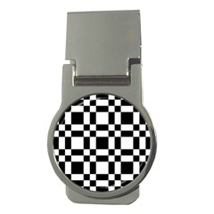 Checkerboard Black And White Money Clips (Round) 