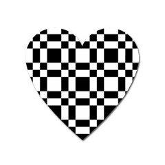 Checkerboard Black And White Heart Magnet