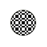 Checkerboard Black And White Hat Clip Ball Marker Front