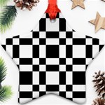 Checkerboard Black And White Star Ornament (Two Sides) Back