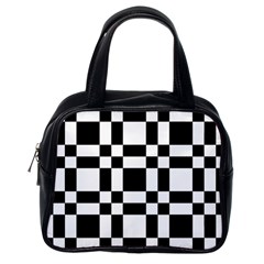 Checkerboard Black And White Classic Handbags (one Side) by Colorfulart23