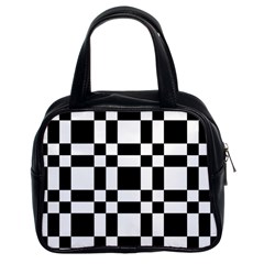 Checkerboard Black And White Classic Handbags (2 Sides) by Colorfulart23