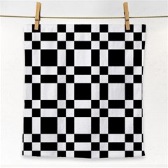 Checkerboard Black And White Face Towel by Colorfulart23