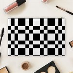 Checkerboard Black And White Cosmetic Bag (Large)  Back