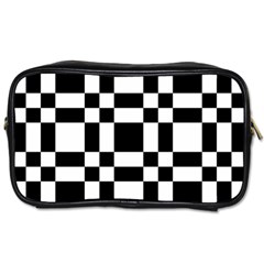 Checkerboard Black And White Toiletries Bags 2-side by Colorfulart23