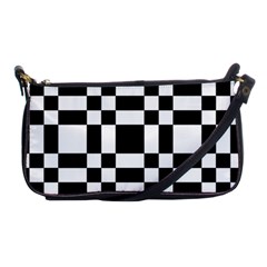 Checkerboard Black And White Shoulder Clutch Bags by Colorfulart23