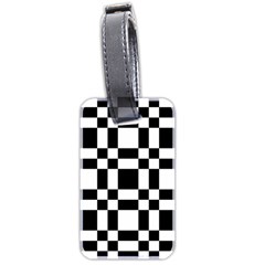 Checkerboard Black And White Luggage Tags (two Sides) by Colorfulart23