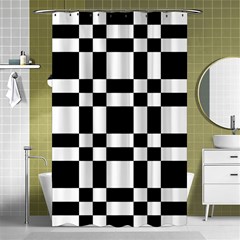 Checkerboard Black And White Shower Curtain 48  x 72  (Small) 