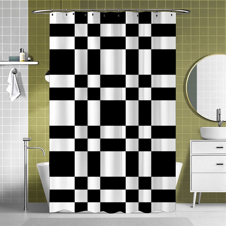 Checkerboard Black And White Shower Curtain 48  x 72  (Small) 