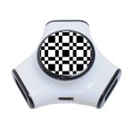 Checkerboard Black And White 3-Port USB Hub Front