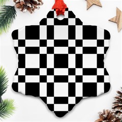 Checkerboard Black And White Snowflake Ornament (Two Sides)