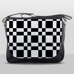 Checkerboard Black And White Messenger Bags