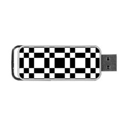 Checkerboard Black And White Portable USB Flash (One Side)