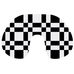 Checkerboard Black And White Travel Neck Pillows by Colorfulart23