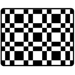 Checkerboard Black And White Double Sided Fleece Blanket (medium)  by Colorfulart23