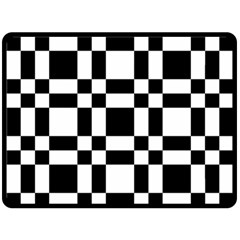 Checkerboard Black And White Double Sided Fleece Blanket (large)  by Colorfulart23