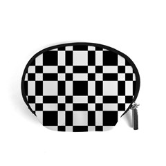 Checkerboard Black And White Accessory Pouches (small)  by Colorfulart23