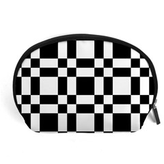 Checkerboard Black And White Accessory Pouches (Large) 