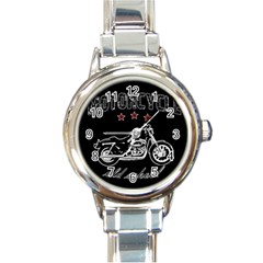 Motorcycle Old School Round Italian Charm Watch by Valentinaart