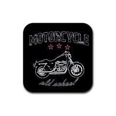 Motorcycle Old School Rubber Coaster (square)  by Valentinaart