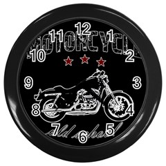 Motorcycle Old School Wall Clocks (black) by Valentinaart